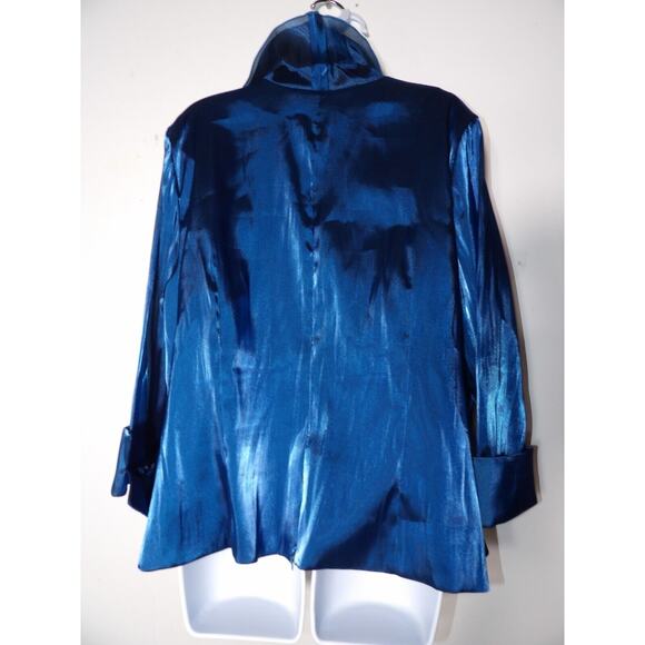 Xscape Woman By Joanna Chen 22W Silky Blouse Royal Blue Rhinestone Artsy Formal - Picture 13 of 13